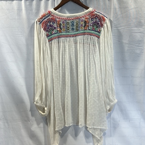 Zara Embroidered and Embellished Boho Sheer Tunic Top Size Small - Picture 2 of 8